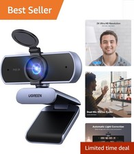 Compact 2K Webcam for PC: Built-in Mic, Auto Light Adjustment & Privacy Cover picture