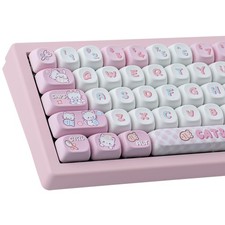 TYRIXKI PBT Cute Kittycat Keycaps Set 140 Keys MOA Profile Keycaps picture