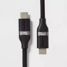 4' USB-C to USB-C 240W Silicone Cable - heyday™ Black: Male-To-Male Connection picture