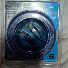 CE TECH Cat5e Ethernet Patch Cable RJ-45 Male to Male 15 ft Blue Round picture