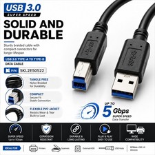 Dell USB 3.0 A Male to B Male Super Speed Data Cable A-B Cable P/N: 5KL2E50522. picture