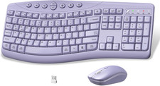 Wireless Keyboard and Mouse Combo, Quiet Ergonomic Curved Keys(Purple-A) picture