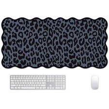 Leopard Cheetah Scalloped Desk Mat, Leopard Style, Black picture