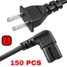 Lot of AC 90 degree Right Angle 2 Prong tv Replacement Power Cord 5ft L-Shaped picture