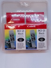 New and Sealed - LOT of 2 - Canon BCI-21 Black Ink Cartridge - OEM Genuine picture
