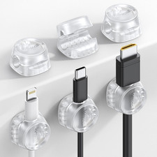 6Pack Cord Organizer, Office Desk Accessories -  Clear Cable Management Clips, H picture