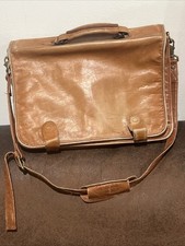 Distressed Vintage Leather Bag Satchel Laptop Folio  Briefcase Columbia Tool picture
