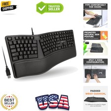 X9 Wired Ergonomic Keyboard with Cushioned Wrist Rest - Type Comfortably Long... picture