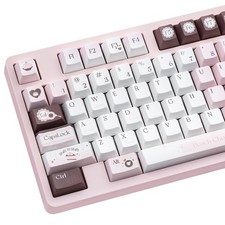 Pink Chocolate Keycaps - PBT Cherry Profile, Dye Sub, 130 Keys, Kawaii White ... picture