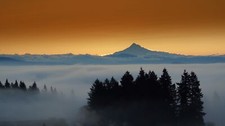 Landscape trees sunset mist nature sky Custom Gaming Mat Desk picture