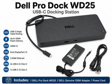 Genuine Dell Pro Dock WD25 USB-C Docking Station 130W AC HDMI DP 2.5GbE picture