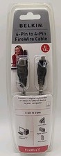 Genuine Belkin (P47485) 6-Pin to 4-Pin Black FireWire 6 Ft 1.8m Cable **READ**  picture