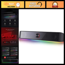 RGB Desktop Soundbar 2.0 Channel Computer Speakers, Dynamic Lighting, Touch Cont picture