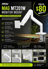 MSI MAG MT201W White Desk Mount Arm 17-34in VESA 75x75 100x100 Tilt/Rotate picture