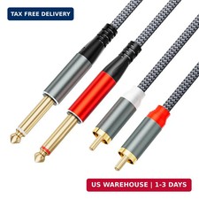 RCA to 1/4 Cable 10ft, Gold-Plated Dual RCA Male to Dual 1/4 inch (6.35 mm) TS M picture