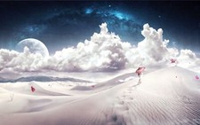 Landscape sand space desert nature fantasy art sky women Custom Gaming Mat Desk picture