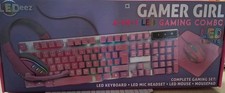 4-In-1 LEDEEZ Gamer Girl Set Keyboard, Headphones, Mouse, Mousepad Cute Pink picture
