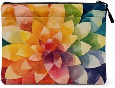 13.3 inch Laptop Case, Watercolor Floral Print Laptop Sleeve, Soft Velvet Comput picture