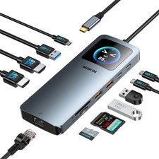 MOKiN LCD Docking Station,12 in 1 Laptop Docking Station Dual Monitor 8K@30Hz... picture