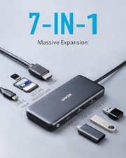 ANKER USB C HUB, 341 USB-C HUB (7-IN-1) WITH 4K HDMI, 100W POWER DELIVERY, - picture
