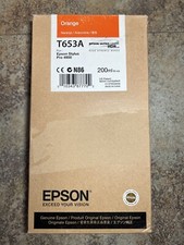 Genuine Epson Orange Ink Cartridge T653A Date: 02 2018 Sealed picture