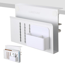 LUKETURE Desk Side Storage, Steel Side Desk Organizer, No Drill Laptop Holder, C picture