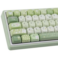 134 PCS PBT Keycaps MOA Profile Cute Green Bunny Mechanical Keyboard Set picture