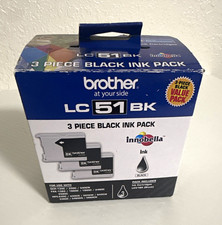 Brother Genuine LC51BK Inkjet Black Ink Cartridge 3-Pack For DCP-130C 135C picture