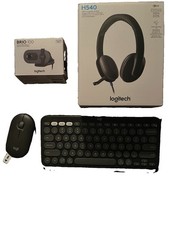Logitech H540 USB Headset BRIO 100 Webcam Compact Keyboard Mouse Bundle picture