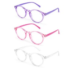 3 Pack Blue Light Glasses, Lightweight Round Frame 6-15 picture