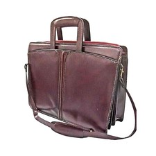 VTG Leather Briefcase Heritage Top Grain Burgandy Handles & Shoulder Strap picture