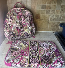 VERA BRADLEY Laptop case backpack set of 2 Pink brown very berry paisley pattern picture