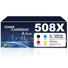 508X Toner Cartridges Set, 4-Pack High Yield, black cyan magenta yellow picture