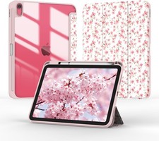 Floral Pink Tri-Fold Smart Folio Case for iPad A16 11th/10th Gen 11