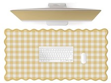 Large Beige Checkered Gingham Desk Mat 31x15.7 Inch Rugged Office Mouse Pad picture