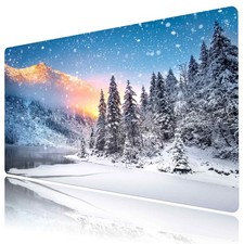 Snow Mountain Forest Winter Christmas Desk Mat for Keyboard and Mouse Desk Pad picture
