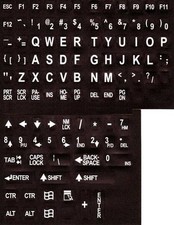 Large Print Jumbo Characters English Keyboard Stickers White on Black picture