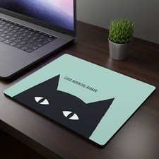 Funny Black Cat Mouse Pad, mouse pad with cat, cute mousepad kawaii cat desk mat picture