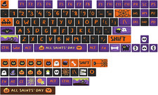 Halloween Black Cat Keycaps, XDA Profile PBT Dye Sublimation, 135 Keys, Pumpkin picture