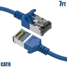 7FT Cat8 RJ45 Network LAN Ethernet Slim U/FTP Shielded Patch Cable 30AWG Blue picture