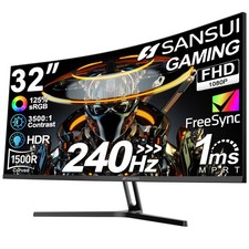 SANSUI 32 Inch Curved 240Hz Gaming Monitor High Refresh Rate, FHD 1080P picture
