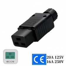 (2Pack) IEC320 C19 16A 250V Power Plug Socket Adapter, C19 Female DIY Rewirable picture
