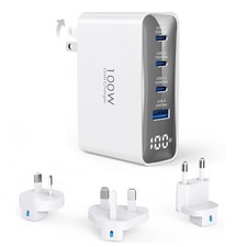 100W USB C Travel Charger, 4-Ports Foldable Travel Adapter Plug Converter wit... picture