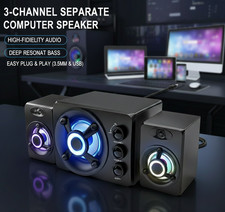 Wired Computer Speakers with Subwoofer 2.1 Hi-Fi PC Speakers System w/RGB Lights picture