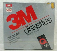 1987 3M Diskettes Box of 10 DS, DD, RH 5 1/4'' New Factory Sealed picture