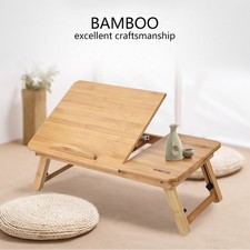 Portable Bamboo Laptop Desk for Bed Sofa Reading Working with Cup Holder picture
