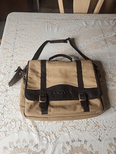 Canyon Outback Leather Goods Canvas and Leather Laptop Briefcase Messenger Bag picture