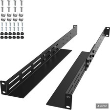 1U Server Rack Rails Universal 16-30 Inch Adjustable Depth 4-Post Rack Mount for picture