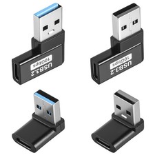 90 Degree USB to USB C Adapter (4 Pack), Up and Down Angle, Left and Right Angle picture