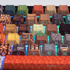 Minecraft Pixel Keyboard Keycap Set of 128 PCS Mechanical Cross Shaft Key Caps picture